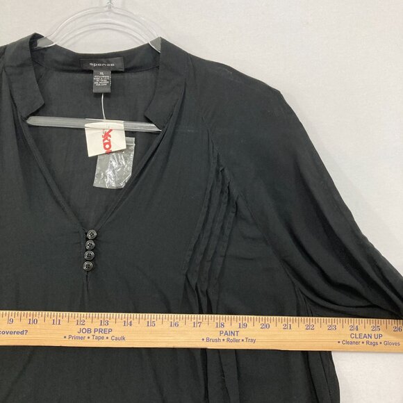 New Spense size XL Black Soft Stretch Soft Flowy Relaxed Lagenlook Tunic - Picture 7 of 11